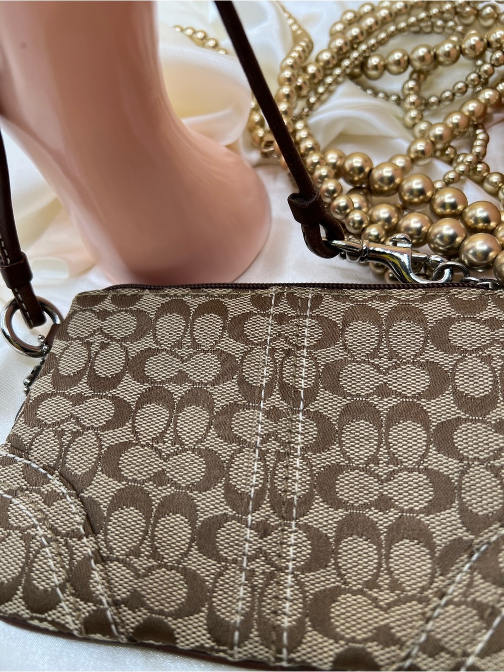 Coach Navy Signature Wristlet - Picture 4 of 5